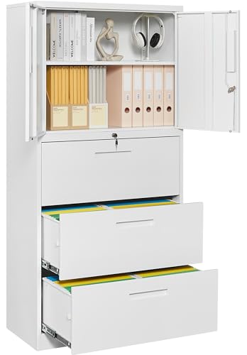 SISESOL Metal Storage Cabinet with 2 Adjustable Shelves, 36" H E162