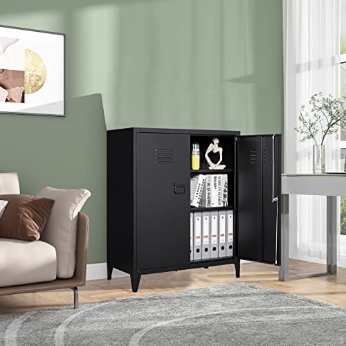 SISESOL Metal Storage Cabinet with 2 Adjustable Shelves, 36" H E162