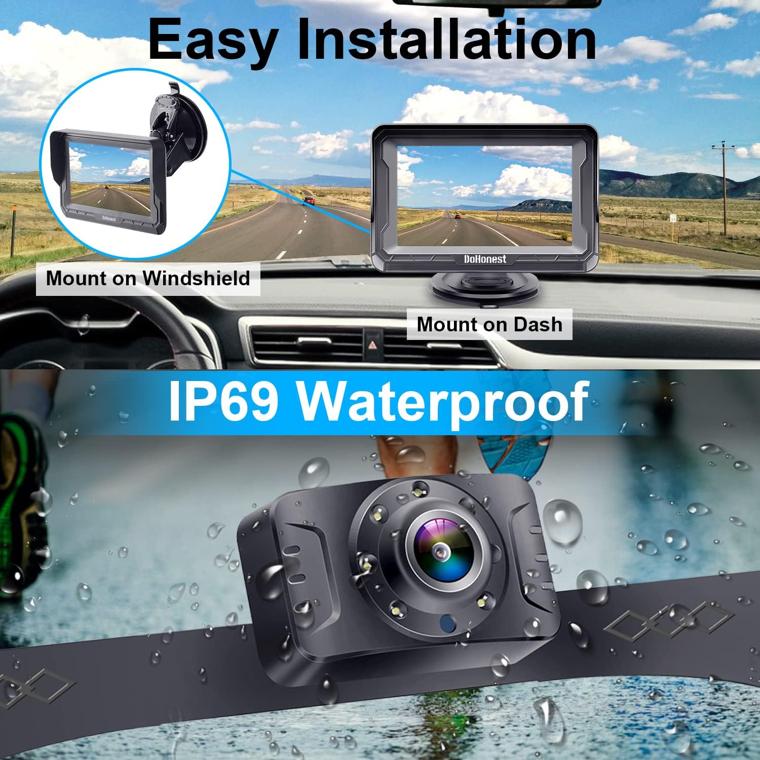 DoHonest S01 Backup Camera Kit 1080P HD for Truck Pickup Minivan V31025
