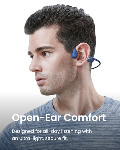 SHOKZ OpenRun Open-Ear Bone Conduction Sport Headphones, Sweat Resistant, Black B872