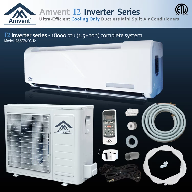 Amvent 18000 BTU Inverter Mini Split Air Conditioner with 25ft Installation Kit J181977