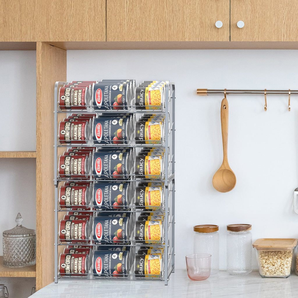 2 Pack 3-Tier Stackable Can Rack Organizer, Silver D24243
