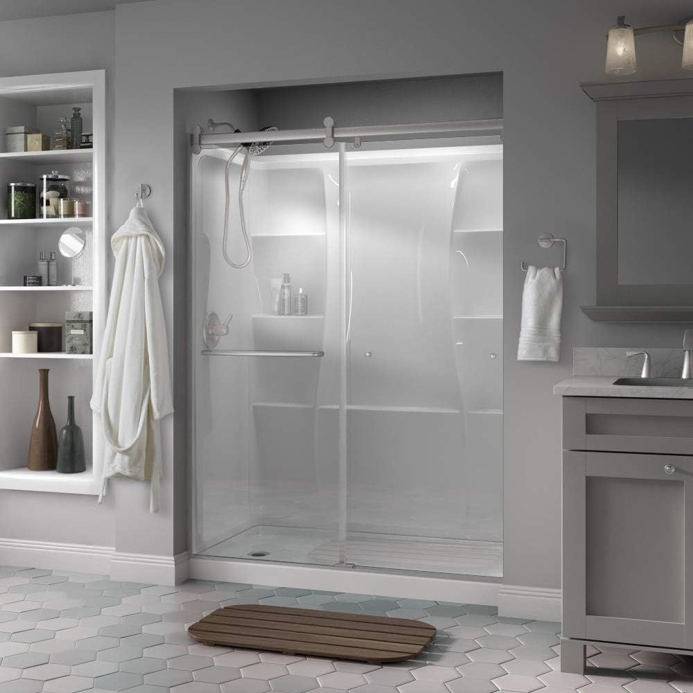 Delta Shower Doors SD3172704 Windemere Semi-Frameless Sliding Door 60in x 71in Nickel Track T53882