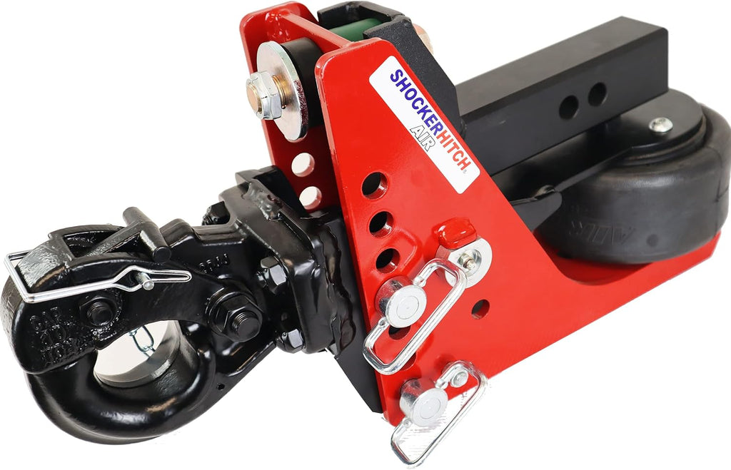 Shocker Air Pintle Hitch - Adjustable - Military Style Hitch, Fits 2" Hitch - 0" to 4" of Drop, 12000 lbs