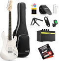 Donner Electric Guitar, 39" Beginner Guitar HSS Pickup Coil Split Polar with Kits White DST-152