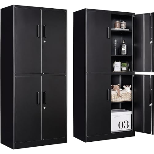 SISESOL Metal Storage Cabinet with 2 Adjustable Shelves, 36" H E162