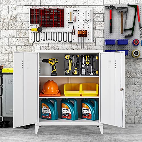 SISESOL Metal Storage Cabinet with 2 Adjustable Shelves, 36" H E162