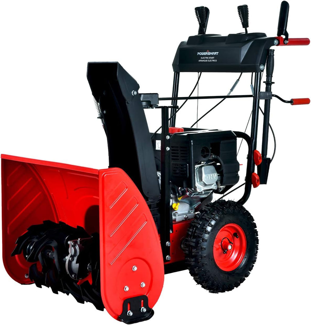 PowerSmart Snow Blower - 24-inch, 212cc Engine Gas Powered, 2-Stage Snow Blower, Corded Electric Start