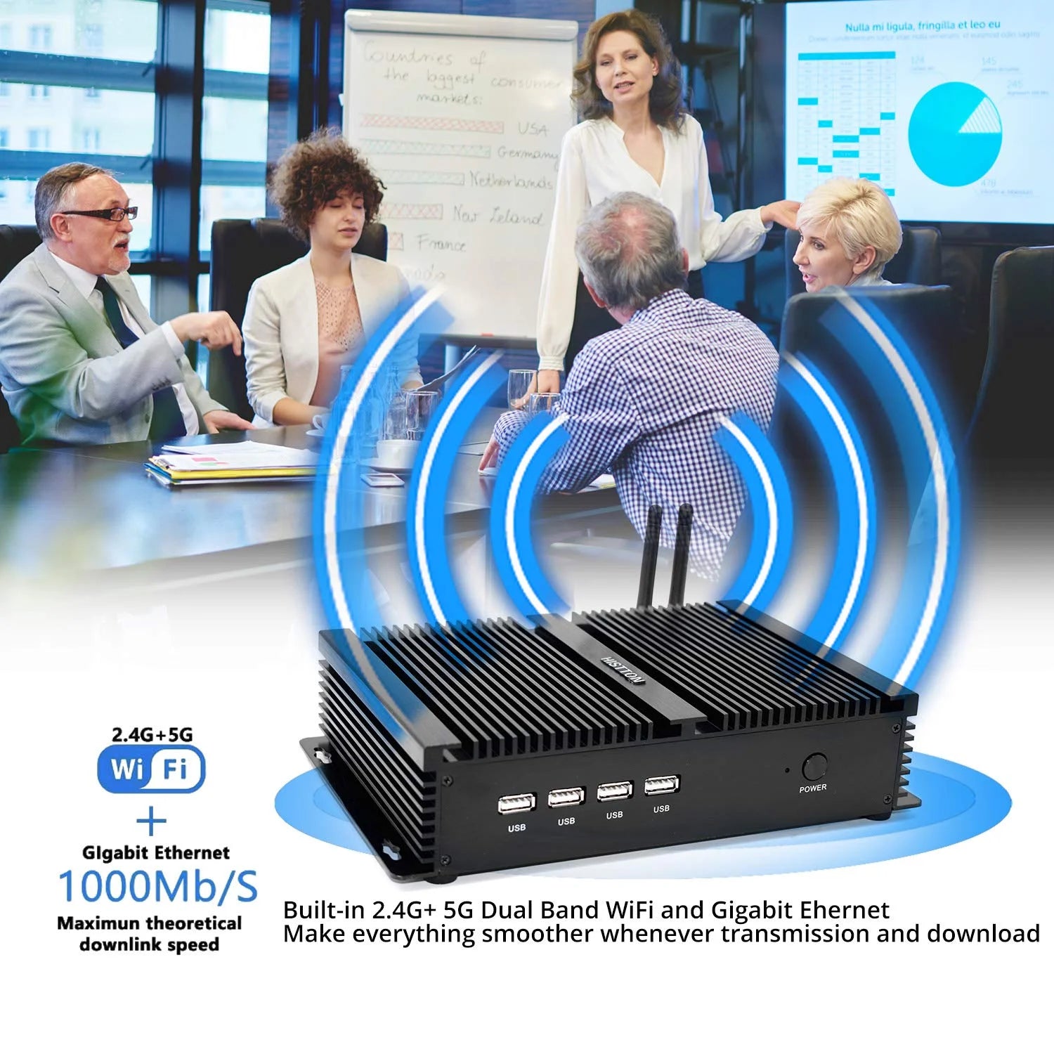 HISTTON Fanless Mini PC Intel Core i5 8GB 512GB Windows 10 4K I469322