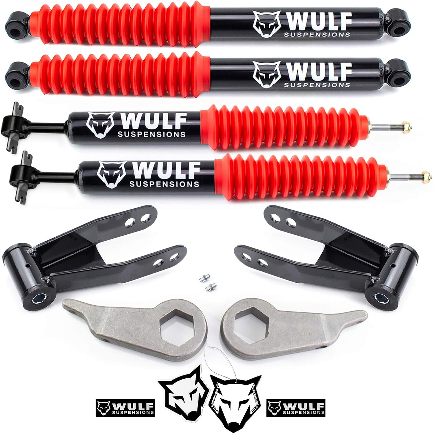 WULF 1-3" Front 1.5-2" Rear Adj Leveling Lift Kit with Extended WULF Shocks compatible with 1998-2011 Ford Ranger 4X4 with Torsion Bar Suspension