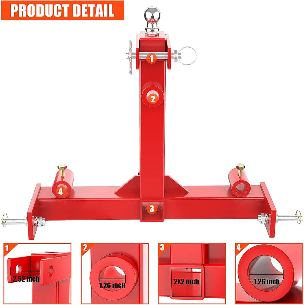 Sulythw 3 Point Trailer Hitch with 2" Receiver for Category 1 Tractors Z60761