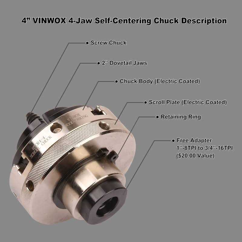VINWOX SCR4-4 Wood Lathe Chuck 4-Jaw Self-Centering G246598