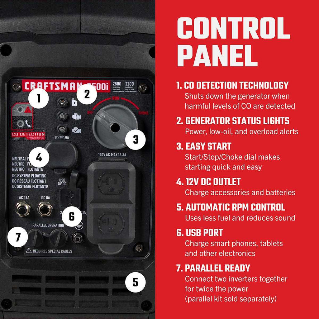 Craftsman C0010250 2500-Watt Gasoline Portable Inverter Generator L8998