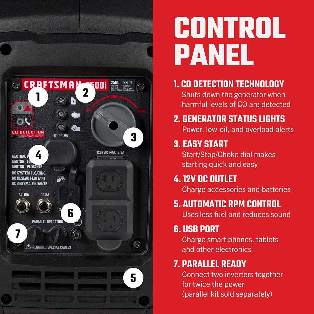 Craftsman C0010250 2500-Watt Gasoline Portable Inverter Generator L8998