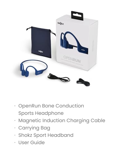 SHOKZ OpenRun Open-Ear Bone Conduction Sport Headphones, Sweat Resistant, Black B872
