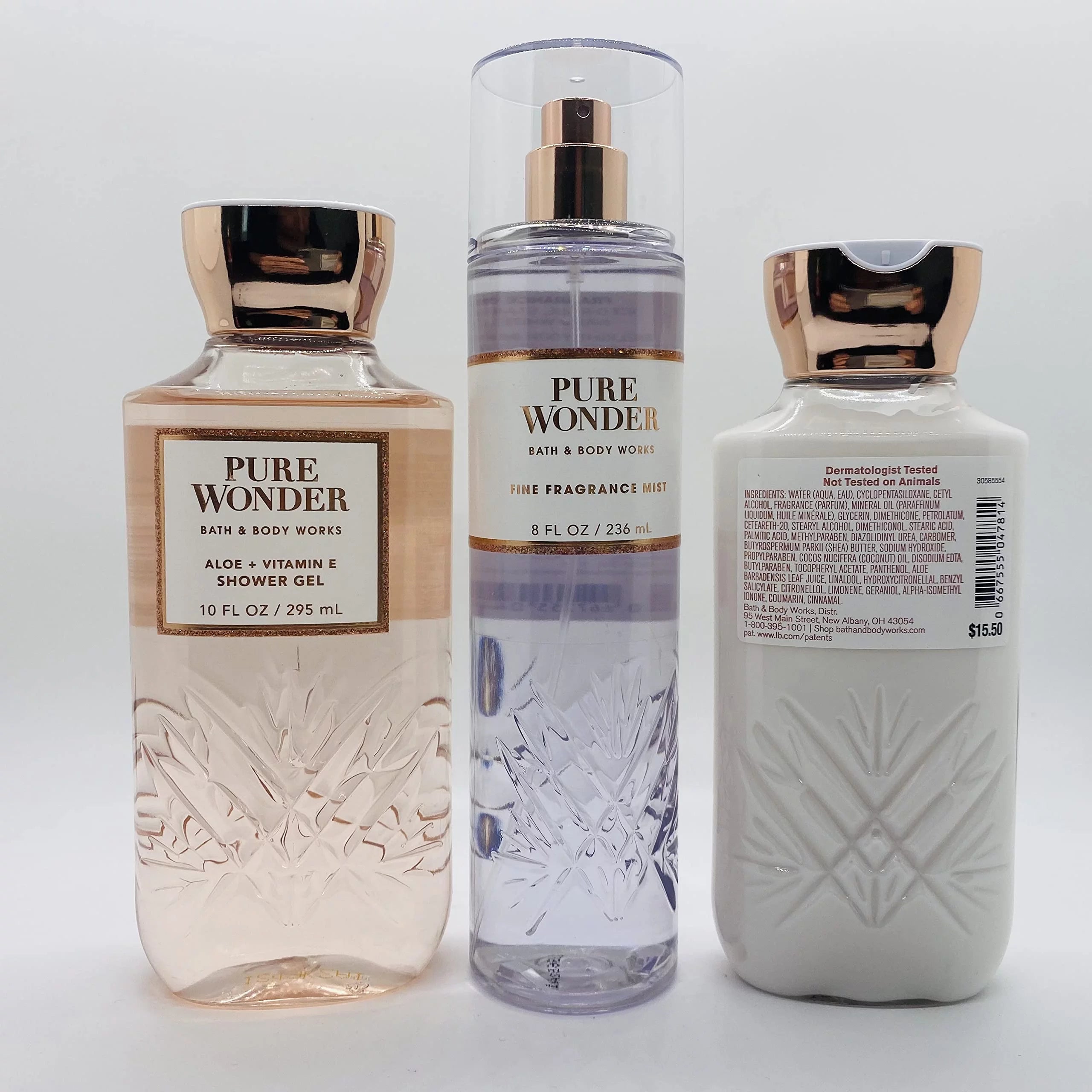 Bath & Body Works Pure Wonder 3 pc Bundle Trio Shower Gel, Mist & Body Lotion Z81115