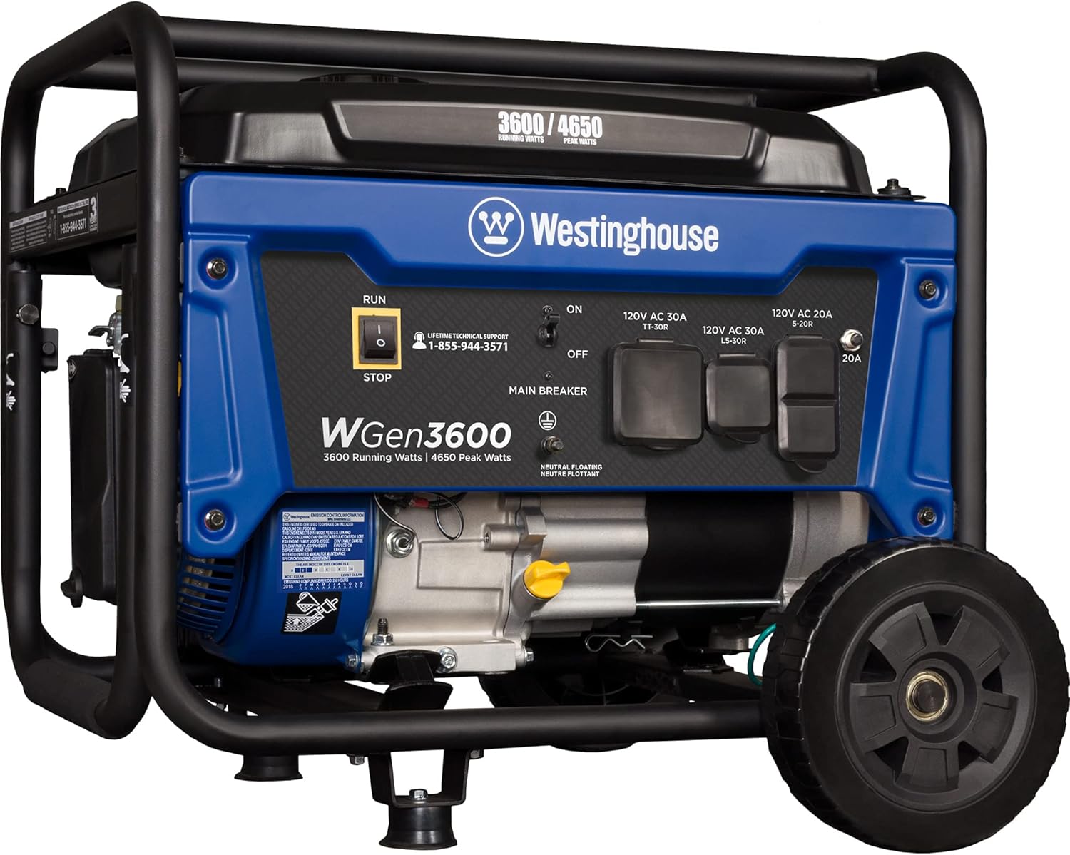 Westinghouse WGen3600 Portable Generator, 3600W Rated, 4650W Peak, RV Ready C70598