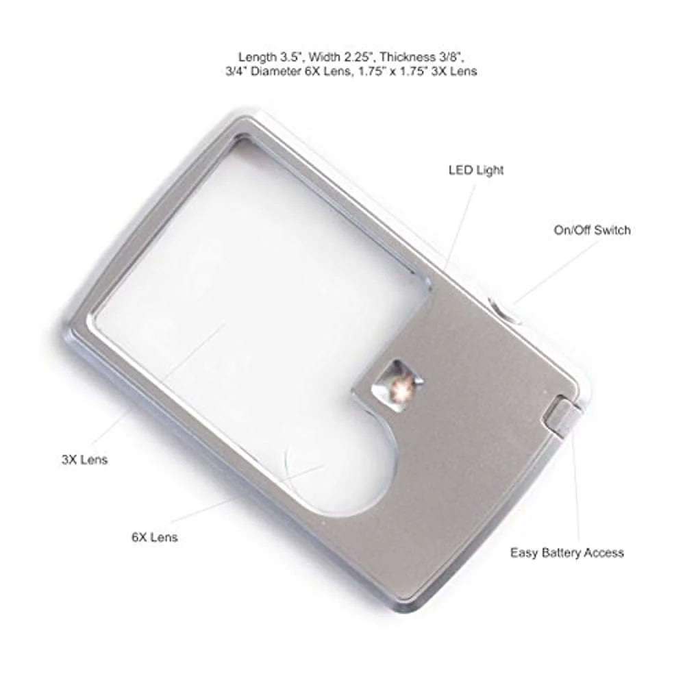 His and Her Pocket Magnifier with Light Bundle - Includes 2 Pocket Magnifying Glasses, Use as 3X Pocket Magnifying Glass with Light, Lighted Magnifying Glass for Reading or 6X Magnifying Lens Loupe