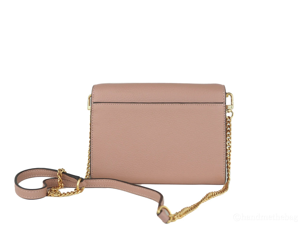 Tory Burch Britten Chain Wallet Crossbody Bag in Pink Moon Pebbled Leather Z10197