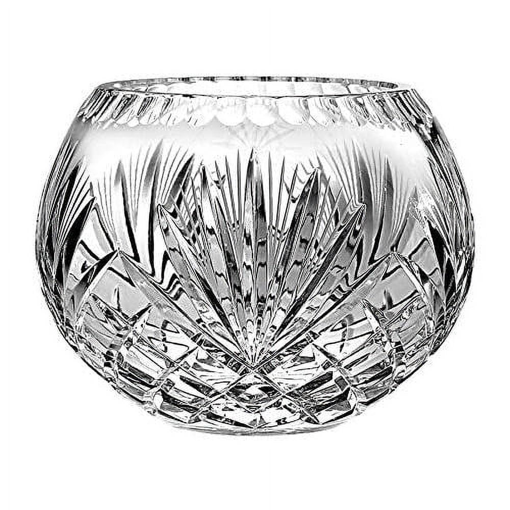 European Hand Cut Crystal Rose Bowl, 8" D