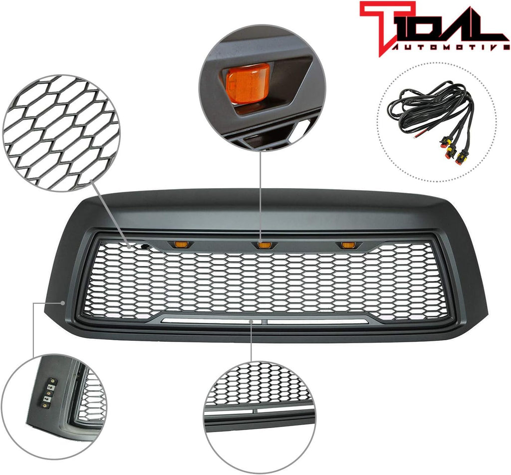 Tidal Front Grill Replacement with Amber LED Lights for 2010-2013 Tundra W7448