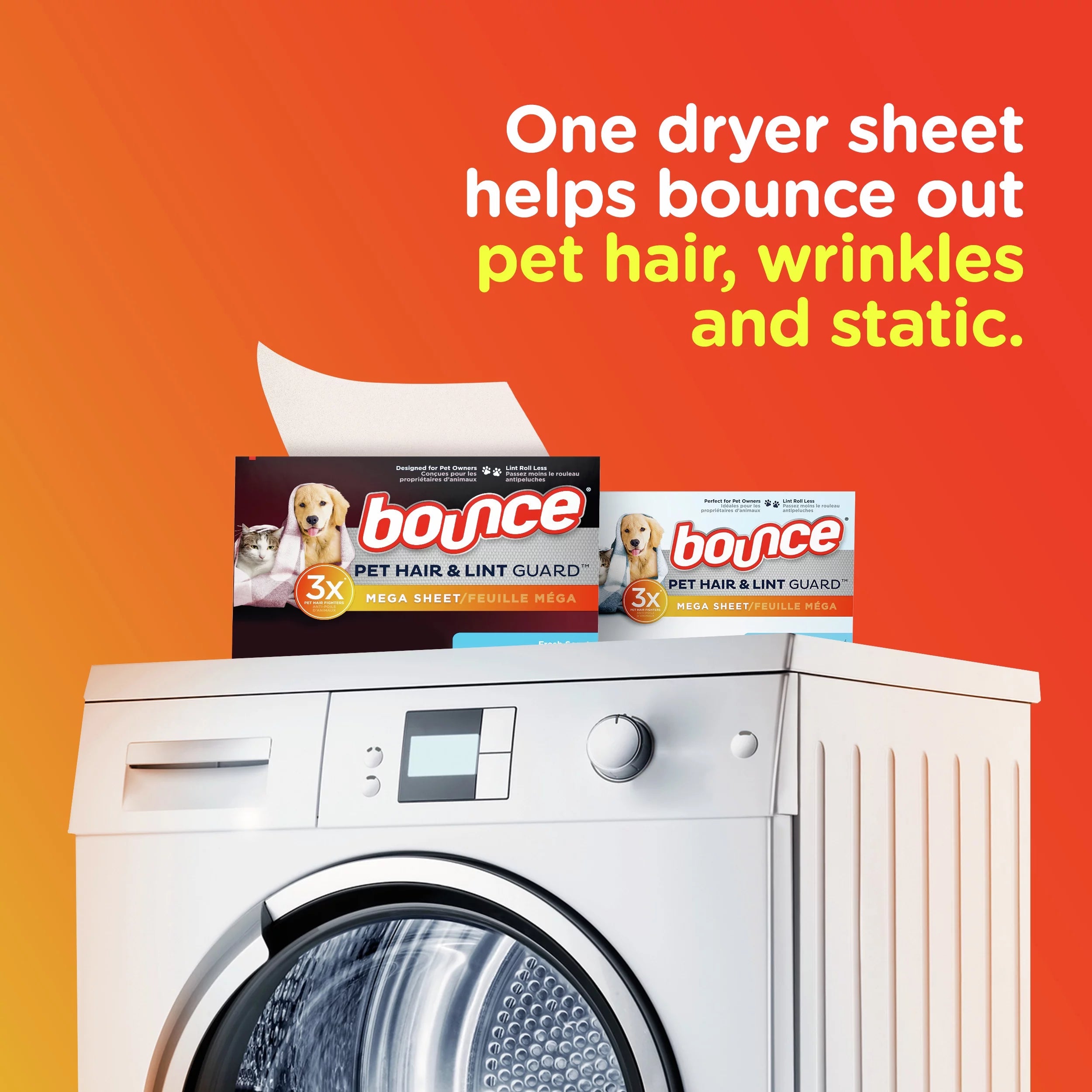 Bounce Pet Hair and Lint Guard Mega Dryer Sheets, Fresh Scent, 160 Ct W627