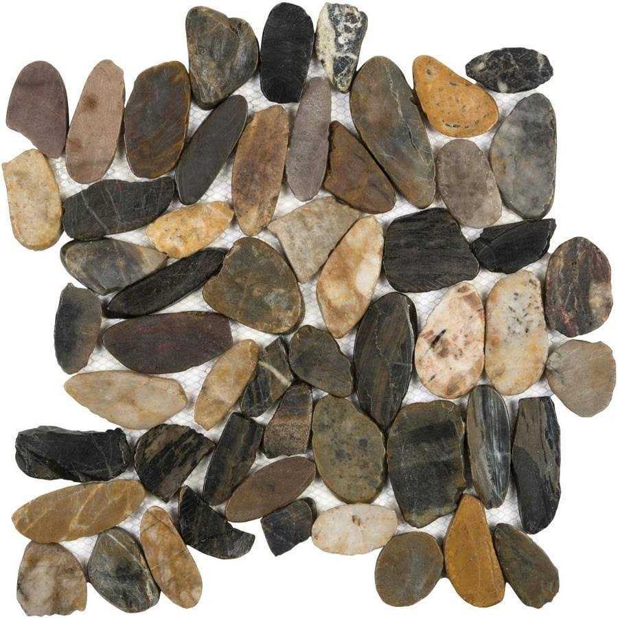 Satori River Rock Flat Polished 13-in x 13-in Polished Natural Stone Pebble Wall Tile - Shop Hardware Tools Online Store