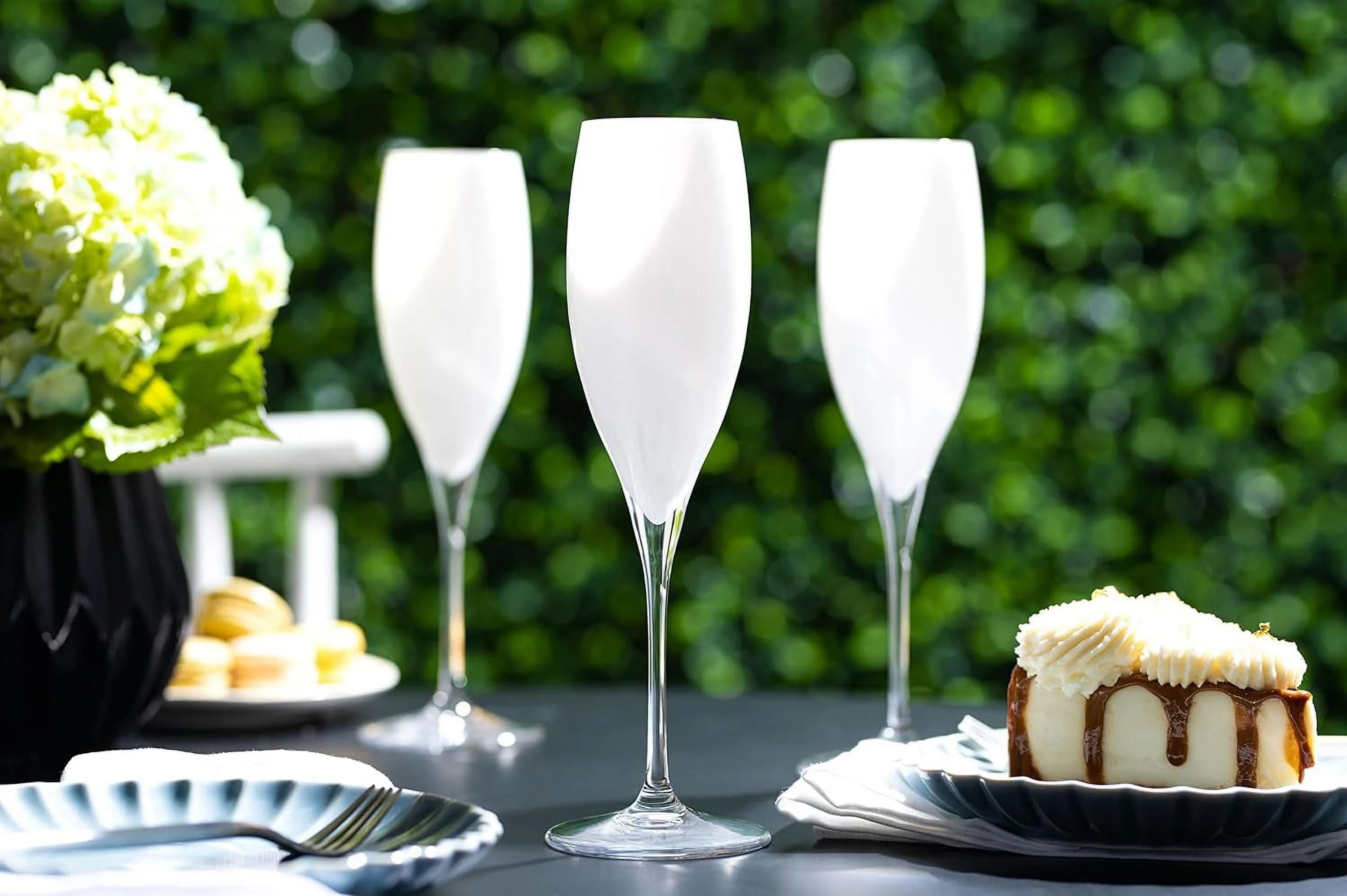 Toasting Flute Glasses Set of 6 Crystal - White - 11 oz A64526