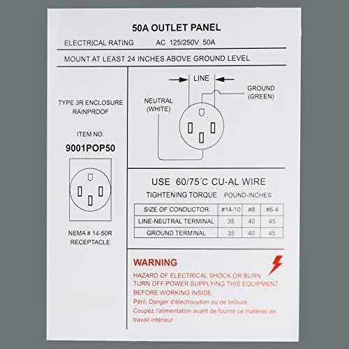 Sclvdi 50 Amp 125/250 Volt RV Power Outlet Box, NEMA 14-50R Weatherproof Lockable K795205
