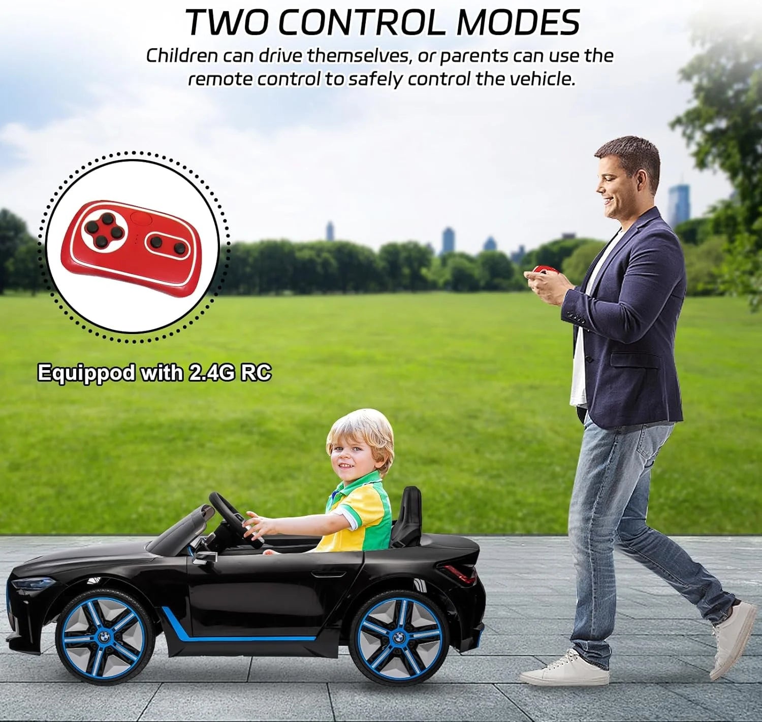 BMW i4 12V Kids Electric Ride-On Car with Remote Control, Black I207222