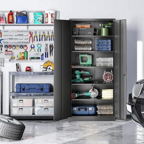 SISESOL Metal Storage Cabinet with 2 Adjustable Shelves, 36" H E162