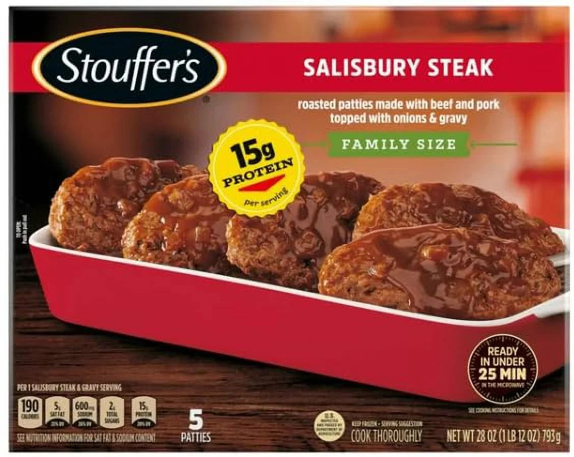 Stouffer's Salisbury Steak Family Size Frozen Meal, 28 oz, Pack of 6 M4414