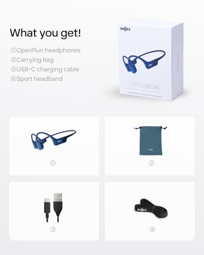 SHOKZ OpenRun Open-Ear Bone Conduction Sport Headphones, Sweat Resistant, Black B872