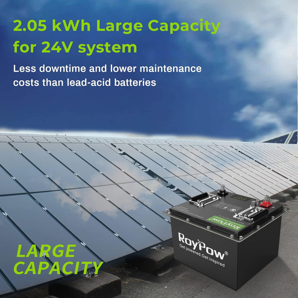 RoyPow 24V 80Ah LiFePO4 Deep Cycle Battery with BMS L7369