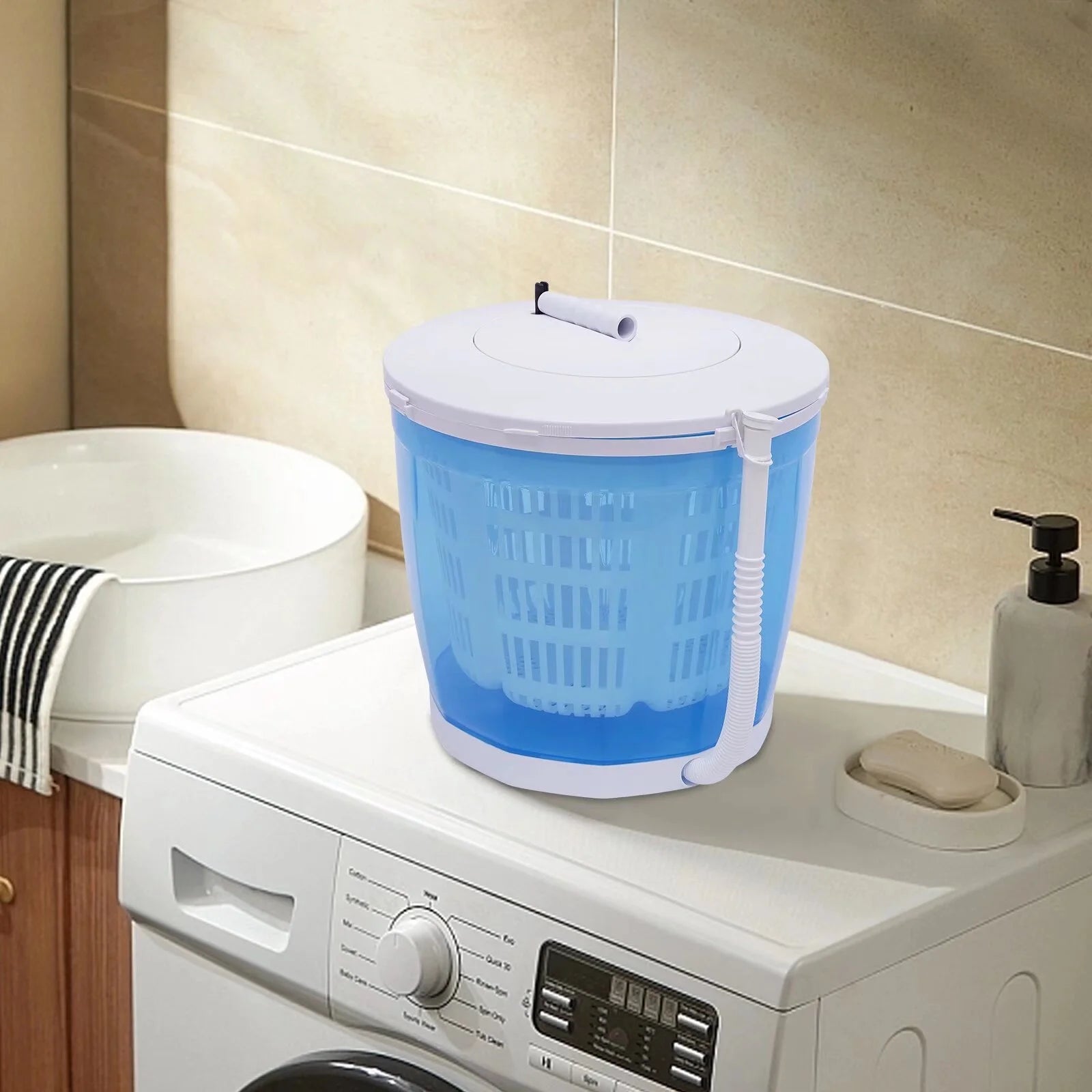 OUKANING Portable Mini Travel Clothes Dryer Hand-operated Spin Dryer B82918