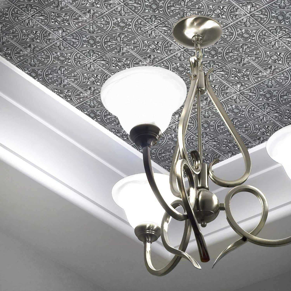 RoomMates Silver Tin Peel and Stick Tile Backsplash G90583