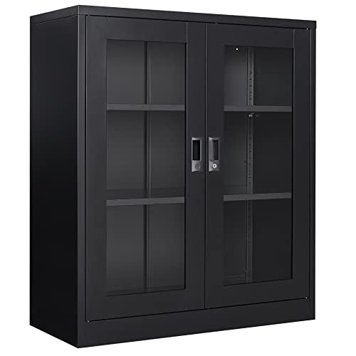 SISESOL Metal Storage Cabinet with 2 Adjustable Shelves, 36" H E162