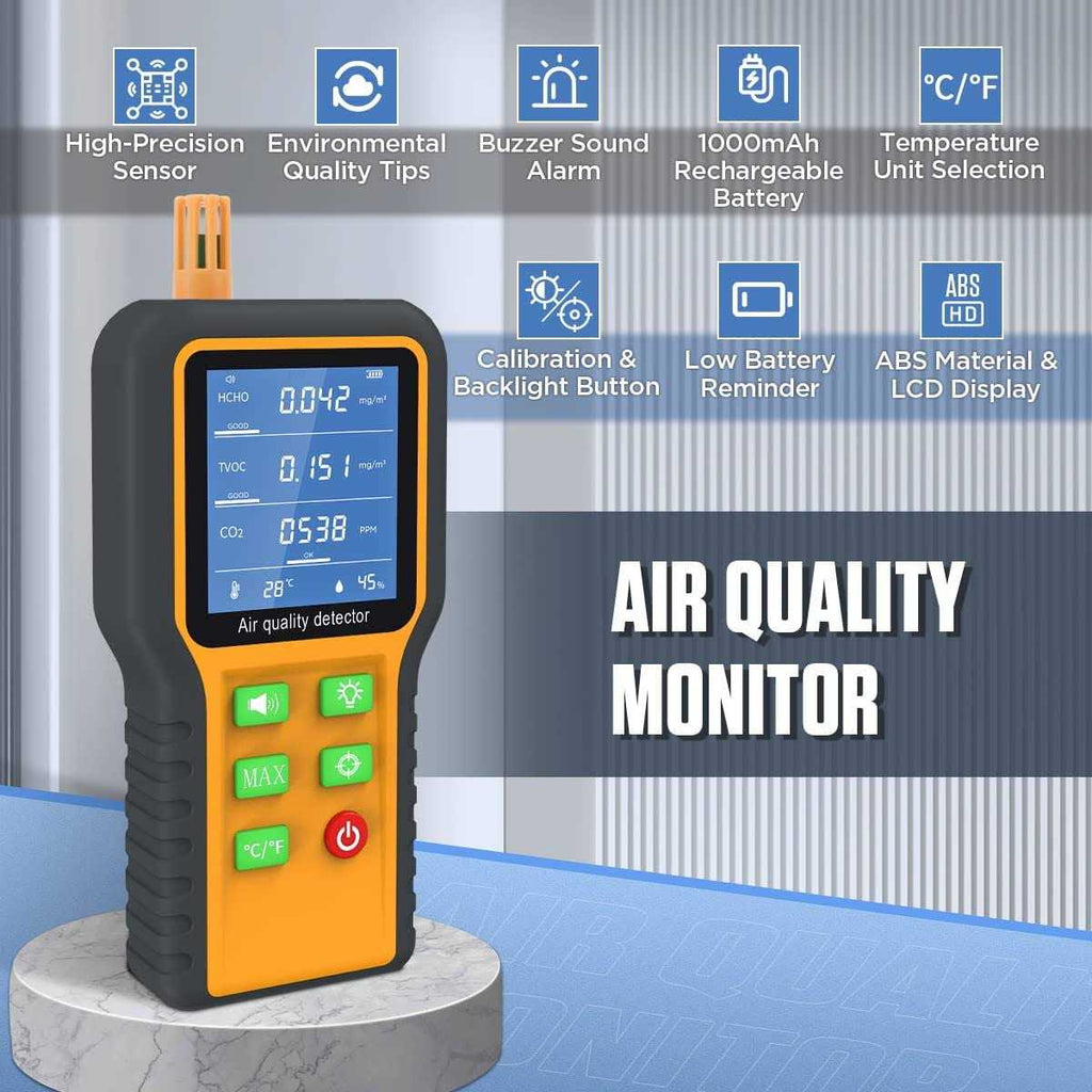 CMTOOL Air Quality Monitor Indoor CO2 Meter Portable Formaldehyde Detector H8254