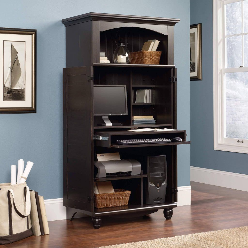 Sauder Harbor View Computer Armoire Antiqued Paint I749487