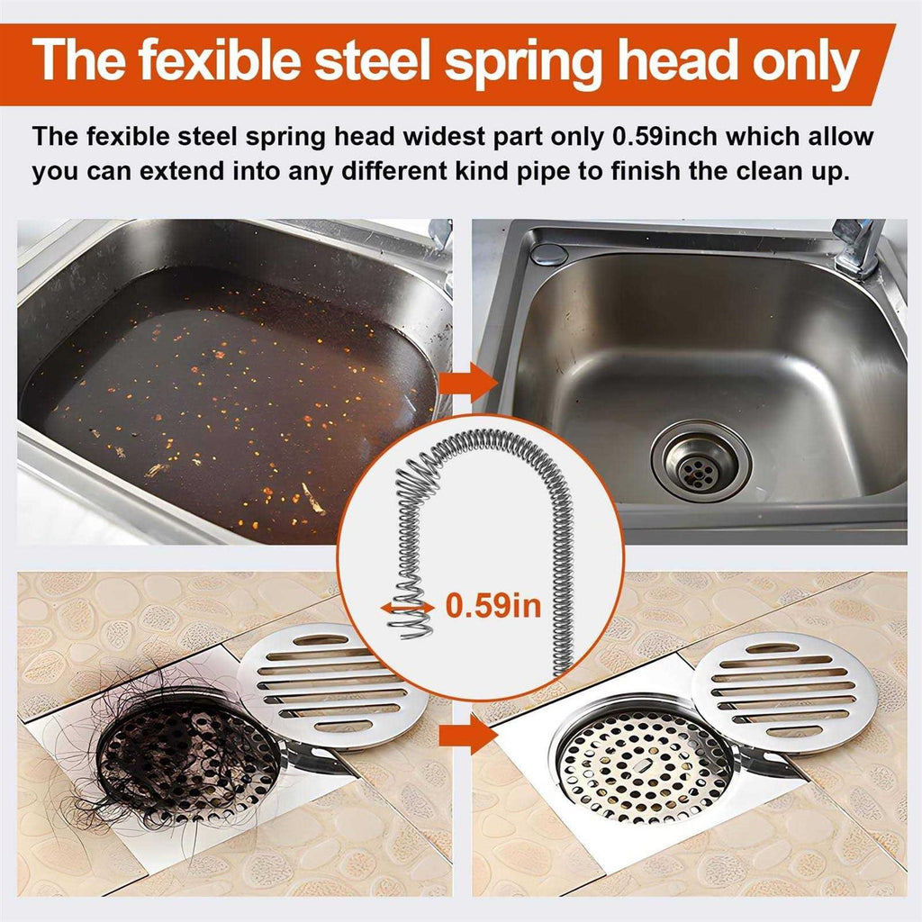Drain Auger Plumbing Snake with Drill Adapter, Heavy Duty Flexible Steel N9901