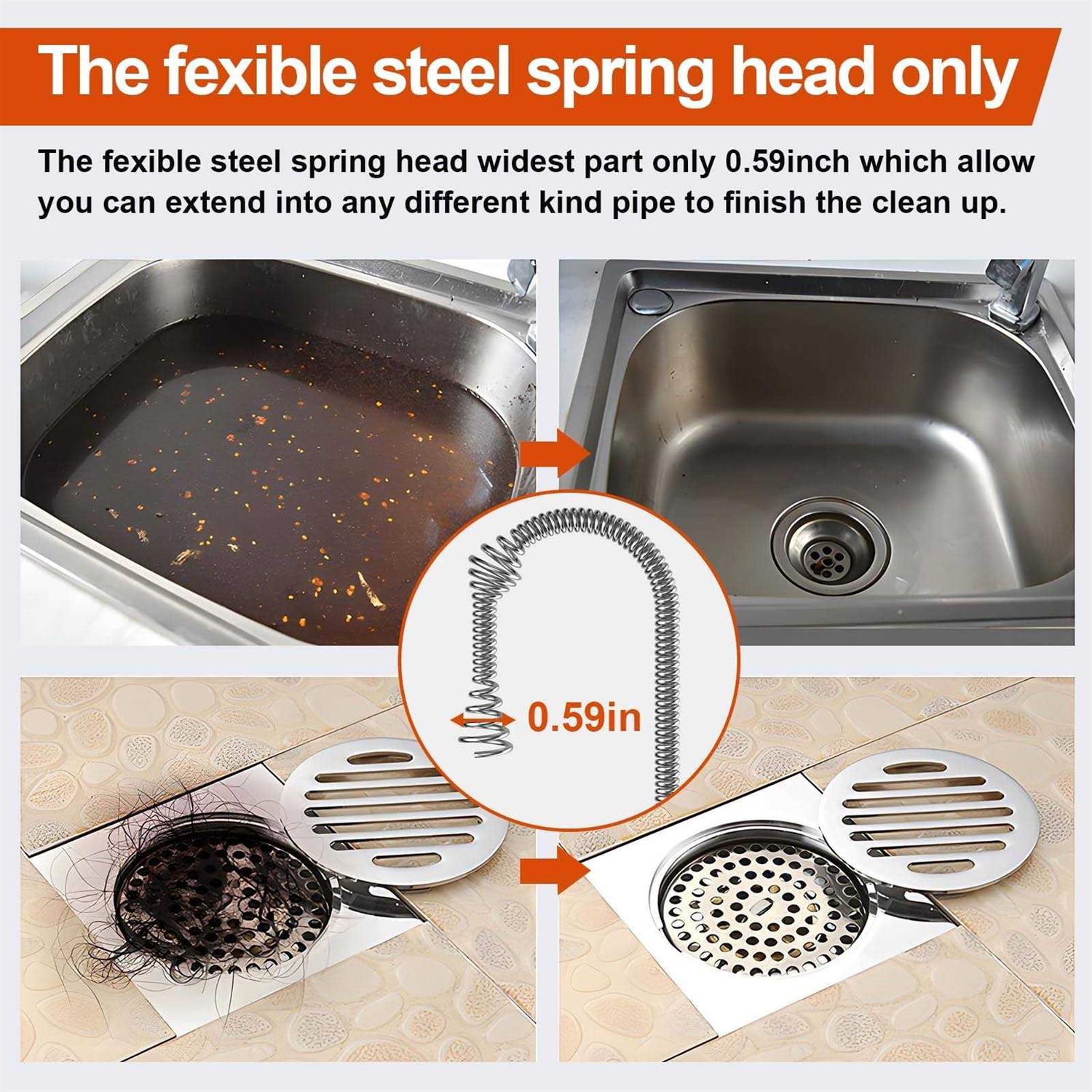Drain Auger Plumbing Snake with Drill Adapter, Heavy Duty Flexible Steel N9901