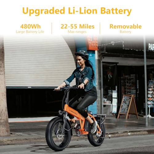1000W Folding Electric Bike 48V 20.8AH Removable Battery 20" Fat Tire for Adults A175
