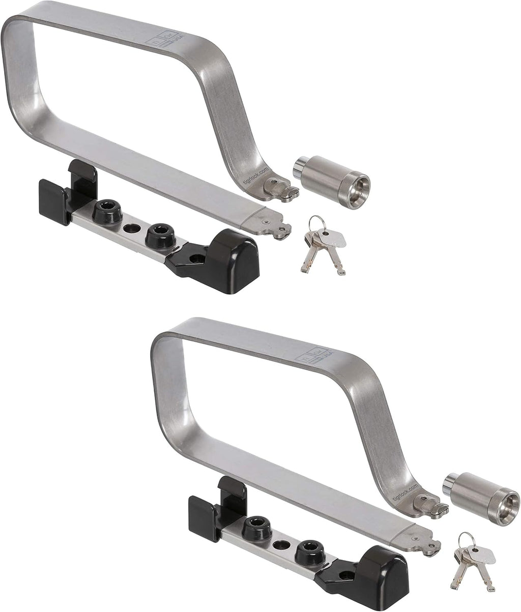 TiGr Mini+ 2-Pack Titanium Bike Locks. This Bicycle U Lock with 2 Mounting Clips are Heavy Duty, Lightweight & High Security. Features Disc-Style U-Locks with 4 Keys (4"/102mm Wide, 8"/203mm Long)