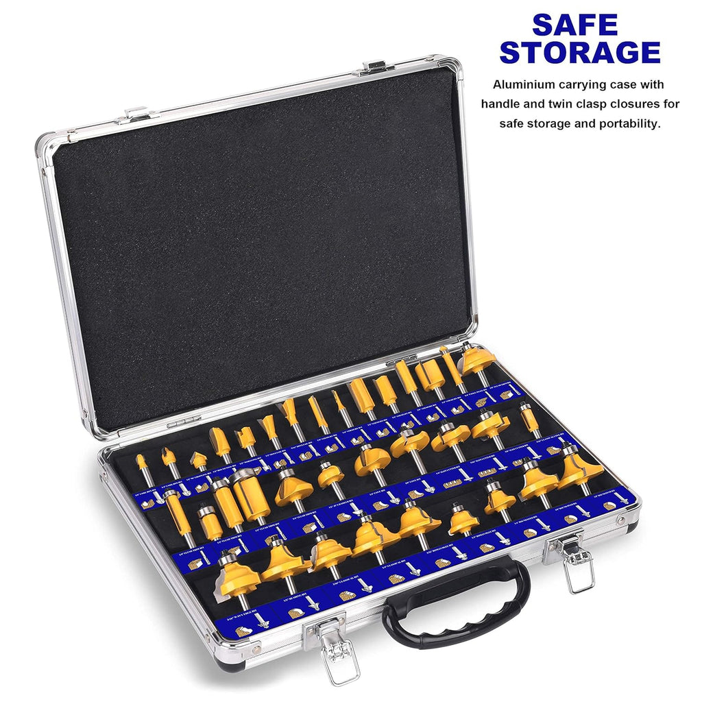 Platinumedge Tungsten Carbide Router Bits Set, 35 Piece with Aluminum Storage Case T983807