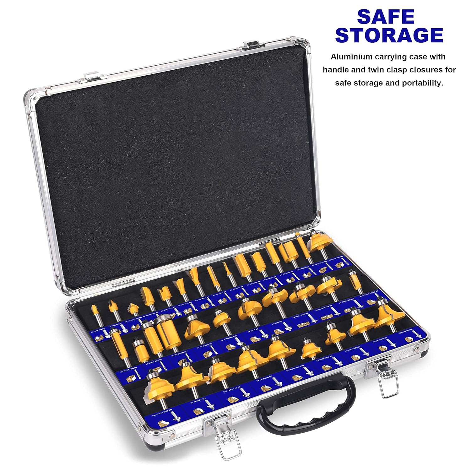 Platinumedge Tungsten Carbide Router Bits Set, 35 Piece with Aluminum Storage Case T983807
