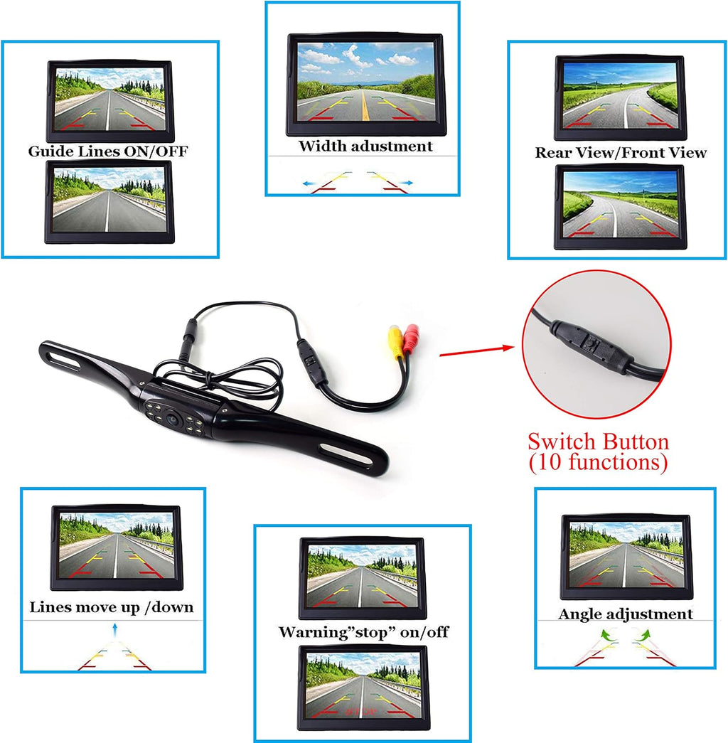 Wireless Backup Camera Monitor with License Plate Camera for Truck RV Trailer Z9965