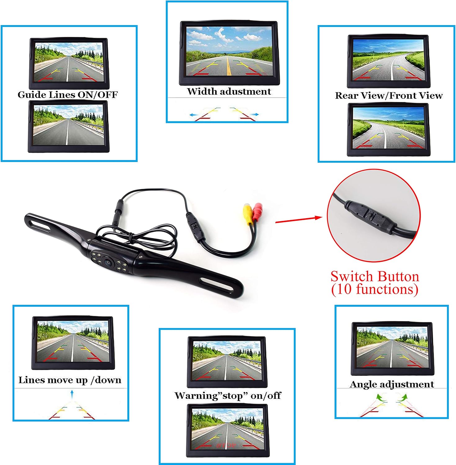 Wireless Backup Camera Monitor with License Plate Camera for Truck RV Trailer Z9965