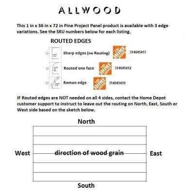 Allwood Pine Project Panel Table Island Top 1 in. V3321