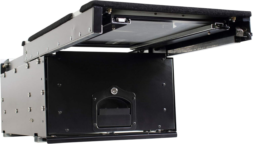 Overland Vehicle Systems Cargo Box With Slide Out Drawer & Working Station Size - Black Powder Coat Universal