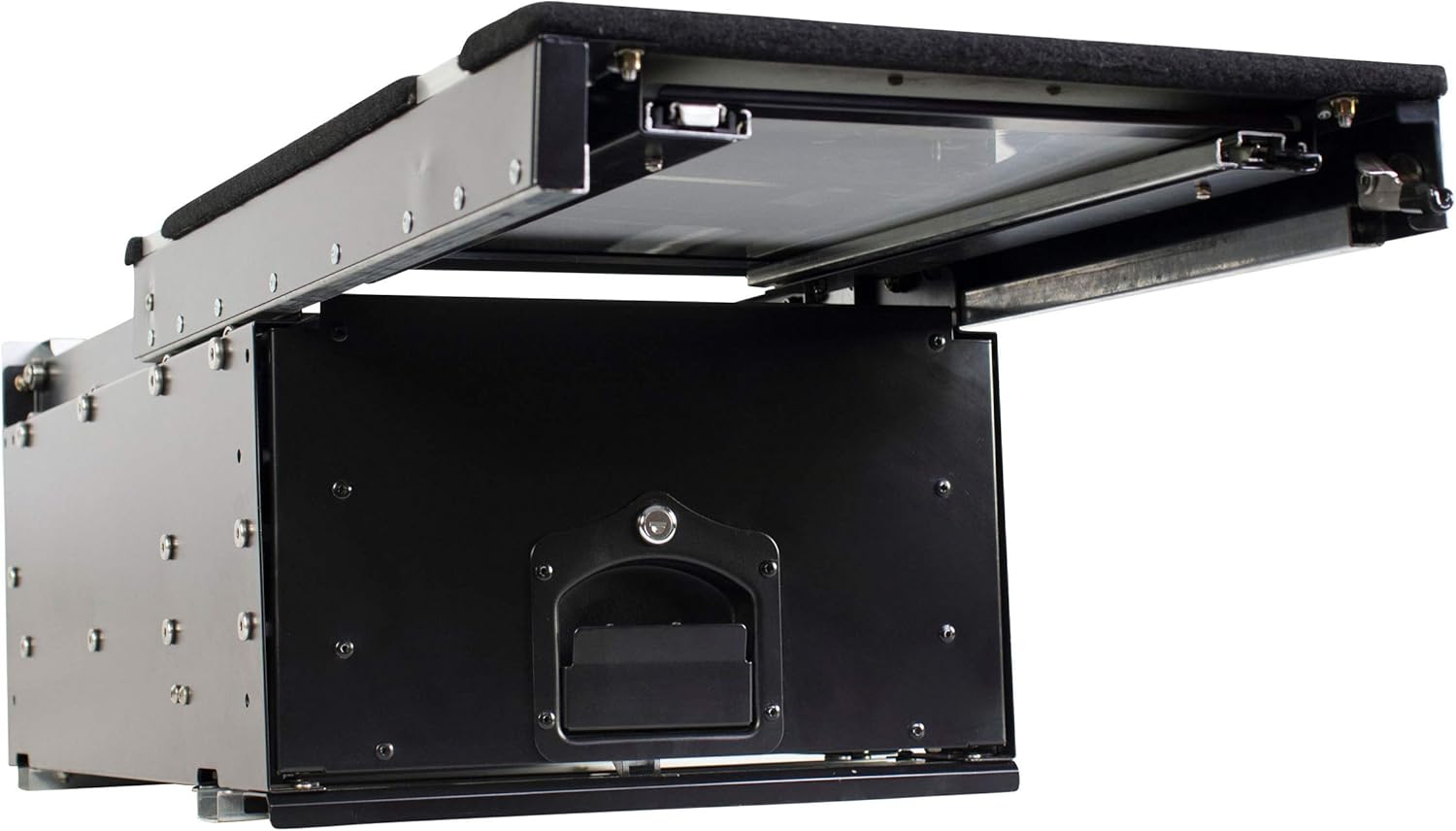 Overland Vehicle Systems Cargo Box With Slide Out Drawer & Working Station Size - Black Powder Coat Universal
